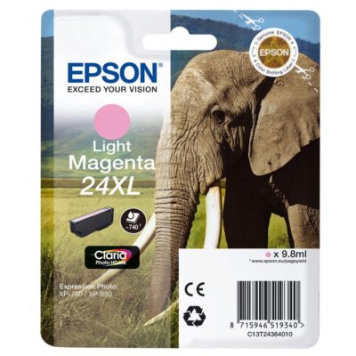 Epson Elephant 24XL Claria Photo Hd Ink, High Yield Ink Cartridge, Light Magenta Single Pack, C13T24364010